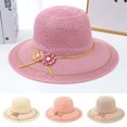 thumbnail image 1 of Summer Lady Hat Large Brim Breathable Fake Flower Decor Lightweight Sun Protection Anti-UV Vacation Beach Sun Hat Travel Outdoor Cap, 1 of 8