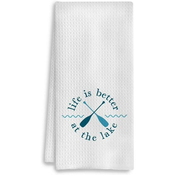 Summer Lake Kitchen Towels - Lake House Decor, Lake Dish Towels for Kitchen, Lake Hand Towels, Lake House Decor for The Home, Lake House Gifts, Life is Better at The Lake, 18x26 Inch