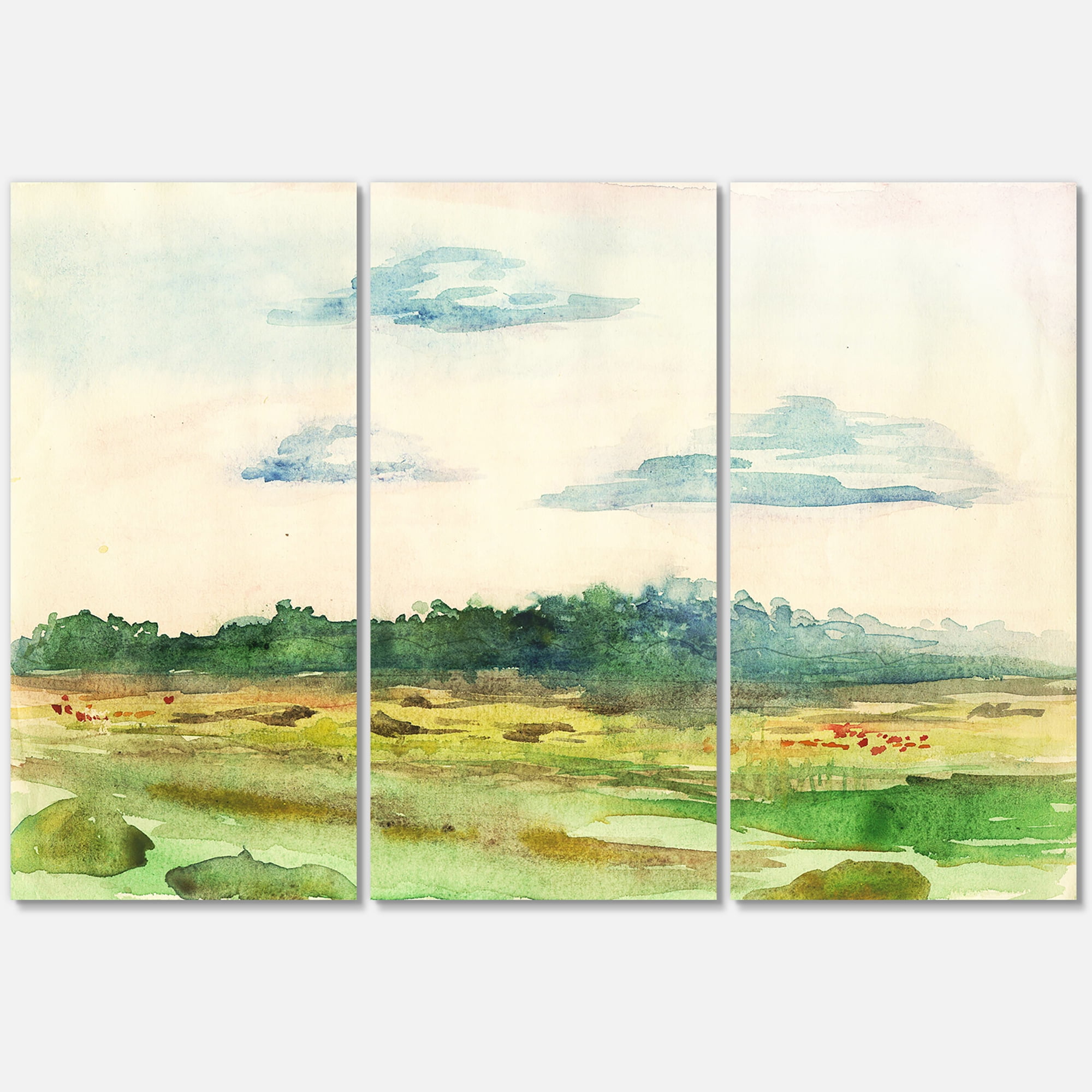 Summer Landscape Of Green Blossoming 28 in x 36 in Painting Canvas Art Print, by Designart