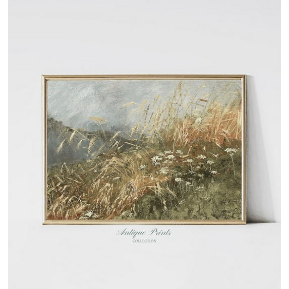 Summer Landscape Print, Antique Country, Vintage Wheat Field Wall Art, Summer Countryside Art, Home Decor #675, 24x36 UNFRAMED