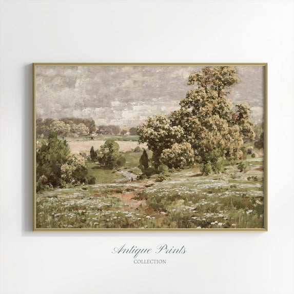 Summer Landscape Vintage Wall Art, Countryside, Antique Nature Print, Home Decor #1173, 16x24 UNFRAMED