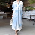 Summer Lapel SingleBreasted Shirt Dress Women Temperament Floral Print