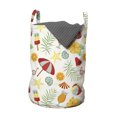 thumbnail image 1 of Summer Laundry Bag, Continuous Hot Seasonal Fun Pattern with Popsicle Flowers Parasol Cocktail, Hamper Basket with Handles Drawstring Closure for Laundromats, 13" x 19", Multicolor, by Ambesonne, 1 of 4