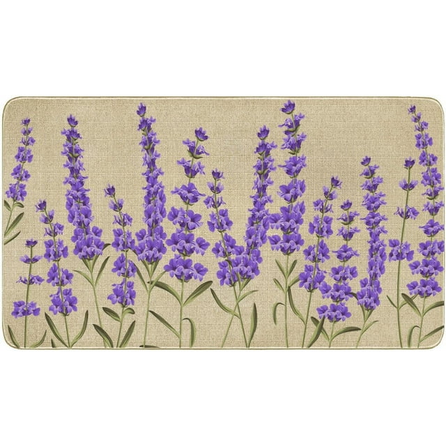 Summer Lavender Floral Decor Door Mat Welcome Flowers Doormat Non Slip Purple Decoration Entrance Reusable for Front Door Mats Indoor Outdoor Rug 17" x 30"(Lavender 1)