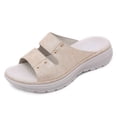 thumbnail image 1 of Summer Leather Slipper Simple Rivet Sporty Wedge Plus Size Slipper for Women, 1 of 6