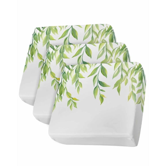 Summer Leaves Sofa Couch Cushion Covers Washable, Removable Stretchable Sectional Couch Covers, Seasonal Green Nature Plants Aesthetic Slipcovers for L & T Shape Sofa Furniture Protector S Size 3 pcs