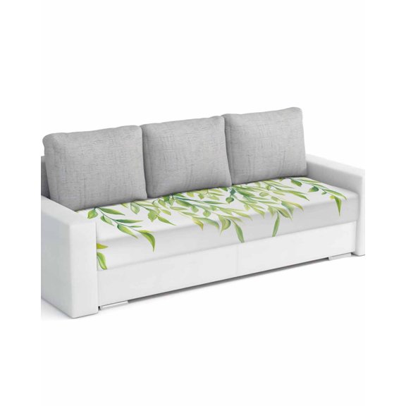 Summer Leaves Sofa Couch Cushion Covers Washable, Removable Stretchable Sectional Couch Covers, Seasonal Green Nature Plants Aesthetic Slipcovers for L & T Shape Sofa Furniture Protector L Size 1 pc