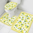thumbnail image 1 of Summer Lemon Bathroom Rugs Set Fruit Farmhouse Leaf Yellow Edge Non Slip Absorbent Soft Bath Mats 3 Piece Set with Bathroom Rug, U-Shaped Floor Mat, Toilet Seat Cover Large Size, 1 of 9