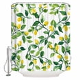 thumbnail image 1 of Summer Lemon Bathroom Shower Curtains with 12 Hooks Polyester Waterproof Shower Curtain for Stalls and Bathtubs Modern Yellow Fruit Green Plant Leaf Decorative Bathroom Privacy Curtain 36x72 Inches, 1 of 8