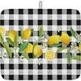 thumbnail image 1 of Summer Lemon Buffalo Plaid Dish Drying Mats for Kitchen Counter,Black White Yellow Microfiber Absorbent Dish Drainer/Rack Mat,Reversible Hangding Quick Drying kitchen Mat,16x18inch Machine Washable, 1 of 6