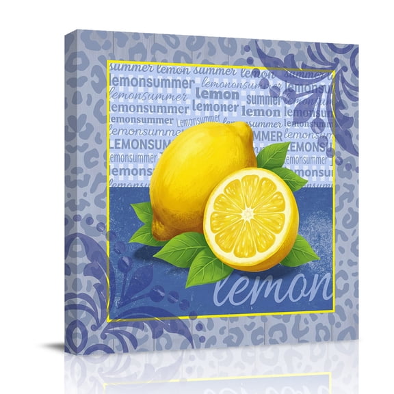 Summer Lemon Canvas Wall Art for Living Room, Purple Leopard Print Pop Art Retro Poster Print Painting for Bedroom Office Home Decoration Wall Pictures Prepare To Hang 8"x8"