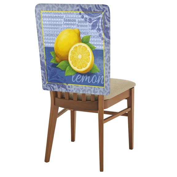 Summer Lemon Chair Back Covers Set of 4 Purple Leopard Print Pop Art Retro Removable Dining Chair Slipcovers Washable Seat Protector for Restaurant Party Banquet Kichen Decor