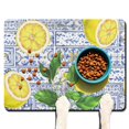 thumbnail image 1 of Summer Lemon Dog Bowl Mat - Absorbent Non-Slip Pet Food Mat with Floral Print, Durable and Easy to Clean, 1 of 4
