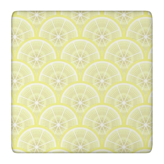 Summer Lemon Elastic Tablecloth - Bright Yellow Square Table Cover, Retro Fruit Print, Snug Fit Wrinkle-Free Washable for Parties & BBQs