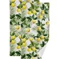 thumbnail image 1 of Summer Lemon Floral 2 PCS Hand Towels for Bathroom, Tropical Palm Leaf Kitchen Towel Ultra Soft and Absorbent Decorative Fingertip Face Bath Towels for Spa & Hotel, 28.3"x 14.4", 1 of 5