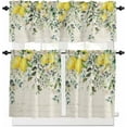 thumbnail image 1 of Summer Lemon Floral Kitchen Curtains and Valances Set, Rod Pocket Curtains Tier Farmhouse Window Curtains 24 Inch Length, Sage Green Eucalyptus Leaves Botanical 3 Piece Kitchen Curtains Set, 1 of 6