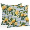 thumbnail image 1 of Summer Lemon Fruit Outdoor Pillow Covers Set of 2 White Flowers Leaf Blue Stripes Retro Waterproof Throw Pillow Case Decorative Square Cushion Cover for Patio Couch Garden Balcony, 26"x26", 1 of 9