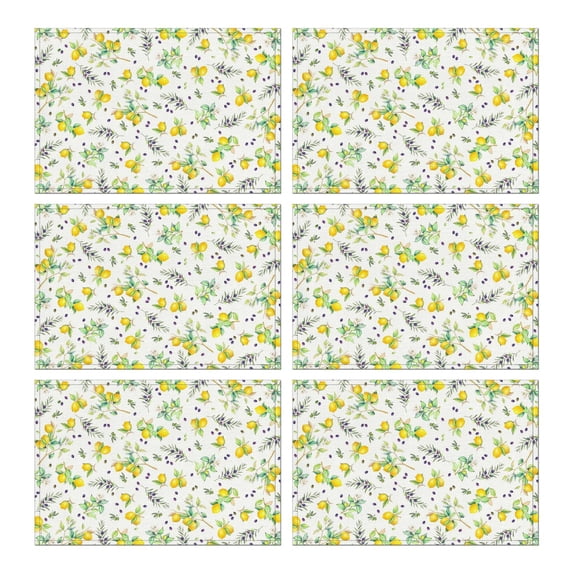 Summer Lemon Fruit Placemats 12x18 Inches Set Of 6 Durable Placemats for Outdoor Tables Desk Halloween Gifts Rustic Vintage Dinner Mats