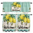 thumbnail image 1 of Summer Lemon Kitchen Curtains Sets for Windows 24 Inch Length, Spring Bees Turquoise Plaid Rod Pocket Window Treatments Tier Curtains and Valances Set for Bedroom/Bathroom, 1 of 8