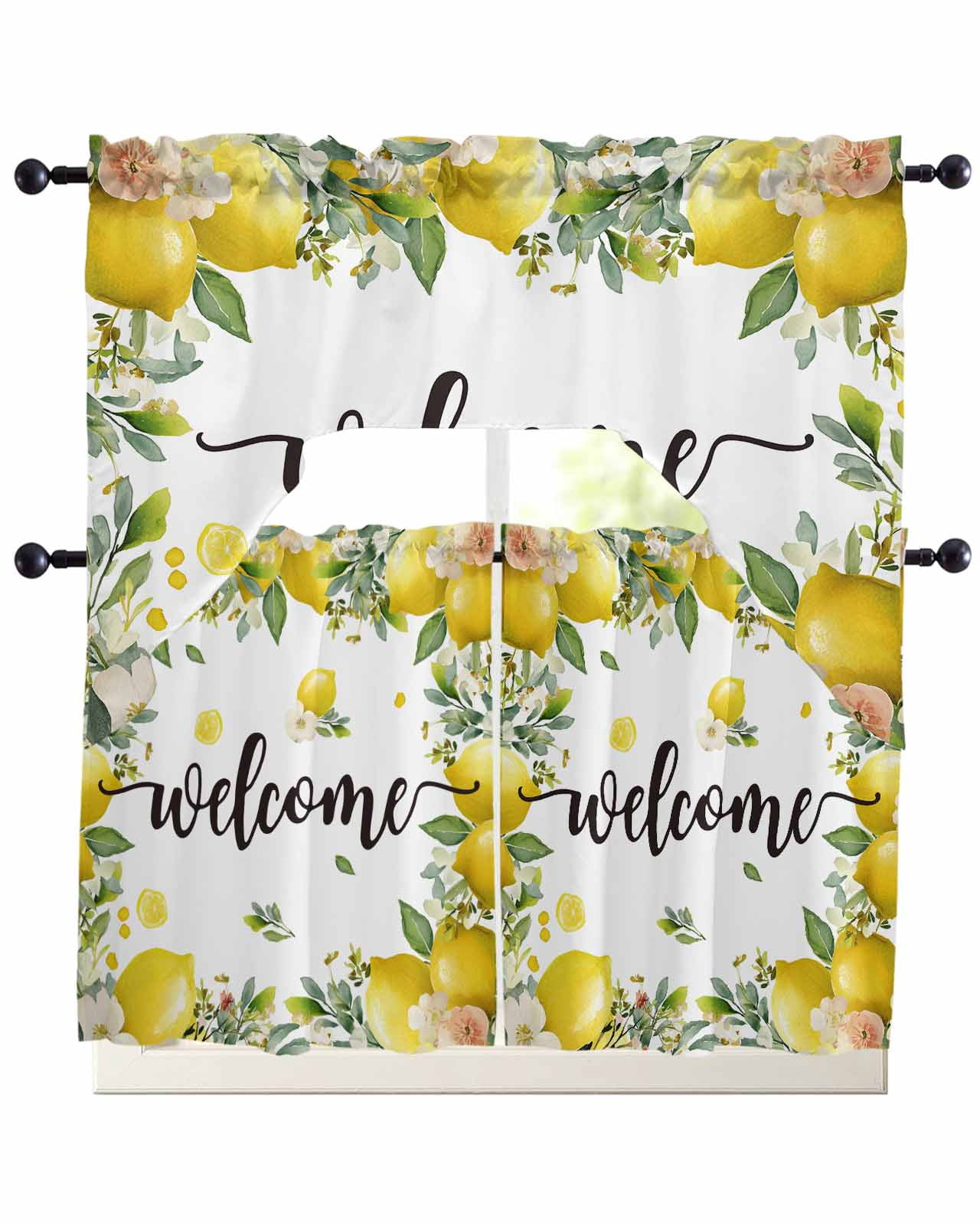 Summer Lemon Kitchen Curtains Swag Valance and Tier Curtains Set 36 ...