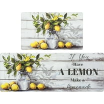 Summer Lemon Kitchen Rugs Sets of 2, Waterproof Kitchen Mats for Floor, Cushioned Anti Fatigue Mats for Kitchen Floor Mat, Kitchen Rugs Non Slip Washable 18'''' x 48''''   18'''' x 30''''