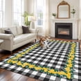 thumbnail image 1 of Summer Lemon Large Area Rugs 8x10 ft Floral Leaf Black White Buffalo Plaid Washable Rug Non Slip Indoor Carpet Absorbent Floor Mat for Living Room Bedroom Dining Room, 1 of 9