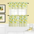 thumbnail image 1 of Summer Lemon Moroccan Plaid 3-Piece Kitchen Curtain Set, Rod Pocket Kitchen Curtain Valance and Tiers Set, Washable Drape Window Treatment Set, Tropical Green Leaves, 1 of 5