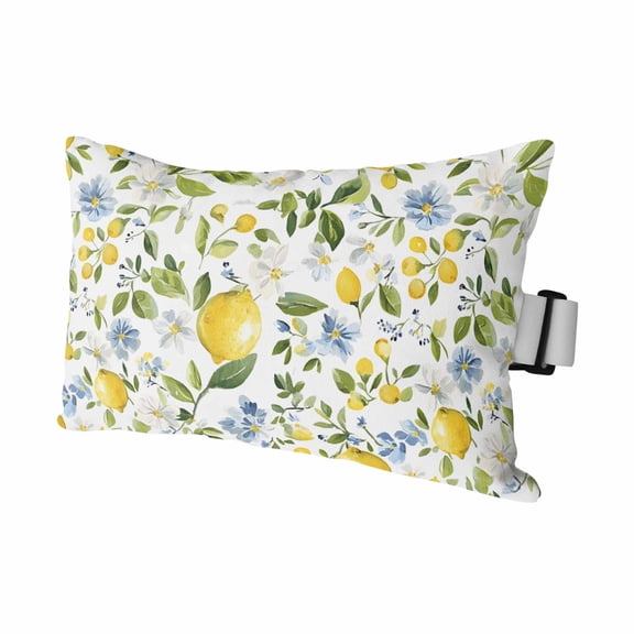 Summer Lemon Outdoor Pillows for Chaise Lounge Chair Waterproof Lumbar Pillows with Insert&Adjustable Strap Beach Headrest Pillow Yellow Fruits Spring Floral Botanical Pillow for Patio Pool 11"x16"