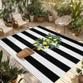 thumbnail image 1 of Summer Lemon Outdoor Rug for Patio/Deck/Porch, Non-Slip Large Area Rug 5 x 8 Ft, Black White Striped Potted Plant Indoor Outdoor Rugs Washable Area Rugs, Reversible Camping Rug Carpet Runner, 1 of 8