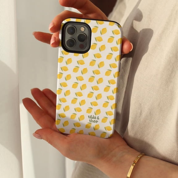 Summer Lemon Phone Case For iPhone Samsung Galaxy Slim Hard Cover Citrus Fruit Yellow Pattern Gift
