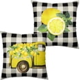 thumbnail image 1 of Summer Lemon Pillow Covers 20x20 Yellow Truck with Yellow Lemon Blossom Throw Pillow Covers Black Buffalo Plaid Cushion Case Set of 2 for Indoor Farmhouse Patio Car, 1 of 6