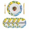 thumbnail image 1 of Summer Lemon Round 13 Inch Placemats Set of 4, Coastal Shells Pastoral Floral Farmhouse Wood HeatResistant Non Slip Place Mats for Dining Table, Wipeable Braided Kitchen Table Mats for Housewarming, 1 of 9