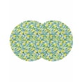 thumbnail image 1 of Summer Lemon Round 15 Inch Placemats Set of 2, Green Botanical Blue Flowers HeatResistant Non Slip Place Mats for Dining Table, Wipeable Braided Kitchen Table Mats for Housewarming, 1 of 9