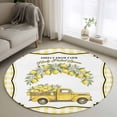 thumbnail image 1 of Summer Lemon Round Area Rug 3.3Ft Washable Circle Rugs for Dining Room Table, Yellow Truck Fruits Plants Country Plaid Non-Slip Carpet Floor Mats Indoor Outdoor Carpet Runner Aesthetic Home Decor, 1 of 8