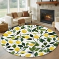 thumbnail image 1 of Summer Lemon Round Area Rug 5 FT, Non Slip Bedroom Rugs, Yellow Fruits Pastoral Green Botanical Washable Soft Circular Carpet Non-Shedding Floor Mat for Kitchen Dining Room Foyer Balcony Dorm, 1 of 8