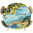 thumbnail image 1 of Summer Lemon Round Tablecloth 36-44 Inch Round Fitted Table Cloth with Elastic Edge, Coastal Beach Fruit Mountain Town Waterproof Table Cover Protector for Outdoor Picnic Party Dining, 1 of 6
