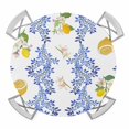 thumbnail image 1 of Summer Lemon Round Tablecloth for 36-44 Inch Tables, Fitted Table Cover with Elastic Edge, Navy Blue Spring Floral Botanical Waterproof Outdoor Table Cloth Protector for Patio Garden Dinner Picnic, 1 of 9