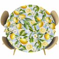 thumbnail image 1 of Summer Lemon Round Tablecloth 55-60 Inch Round Fitted Table Cloth with Elastic Edge, Yellow Green Watercolor Botanical Blue Plaid Waterproof Table Cover Protector for Outdoor Picnic Party Dining, 1 of 6