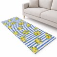 Summer Lemon Runner Rug 2.6'x8', Summer Lemon Floral Blue Stripes Soft ...