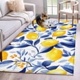 thumbnail image 1 of Summer Lemon Runner Rug 2.7x5 FT, Non Slip Entryway Carpet, Watercolor Yellow Blue Garden Floral Washable Soft Floor Carpet Entrance Mat Non-Shedding Throw Rug for Hallway Laundry Room Bedside, 1 of 9