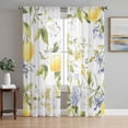 thumbnail image 1 of Summer Lemon Sheer Curtains 108 Inch Length 2 Panels Set, Yellow Blue Spring Floral Botanical Voile Window Treatment Semi Sheer Long Curtains Drapes for Bedroom/Living Room/Kitchen 52"x108"x2, 1 of 7