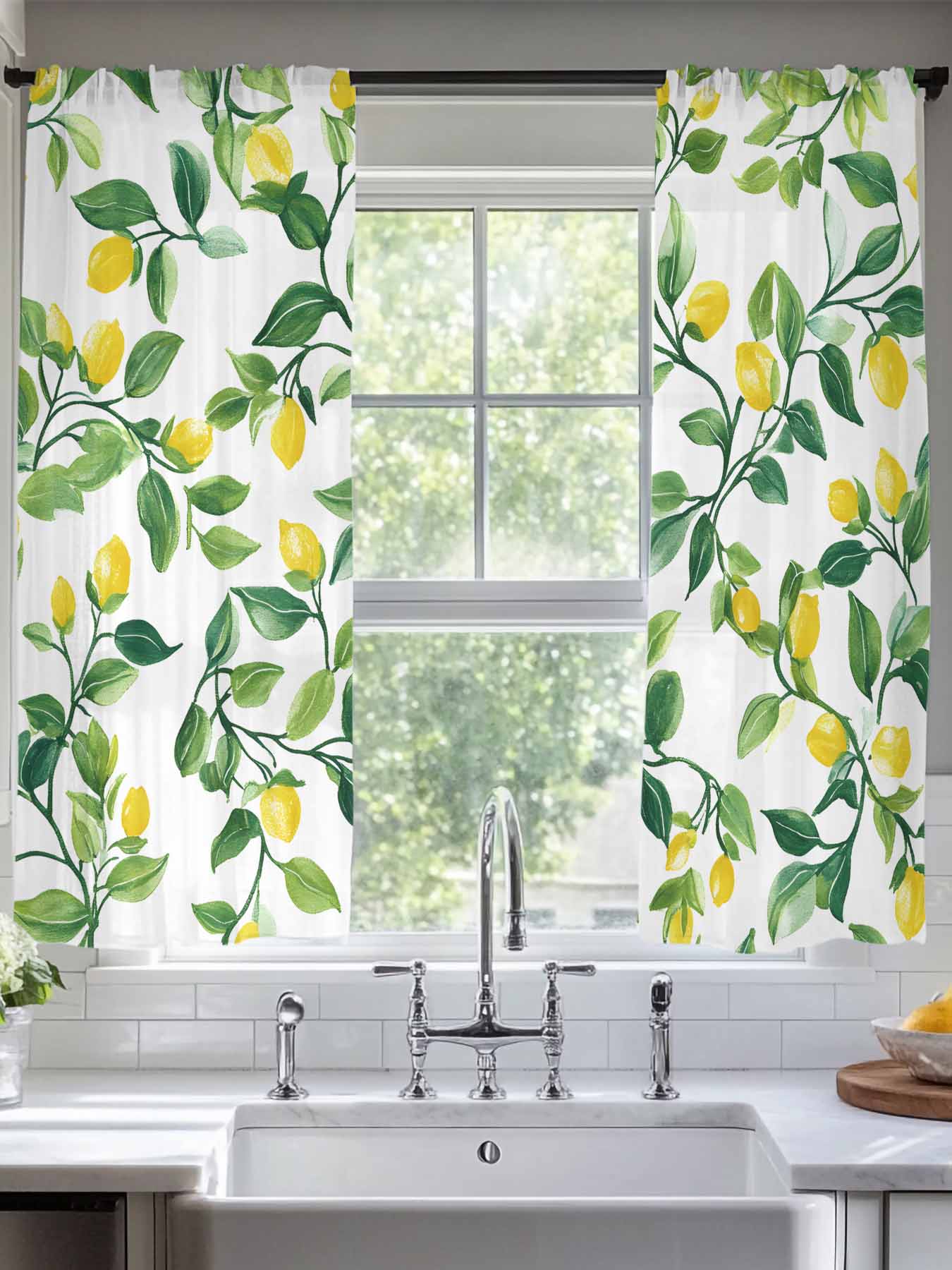 Summer Lemon Sheer Curtains for Living Room Bedroom Modern Yellow Fruit ...