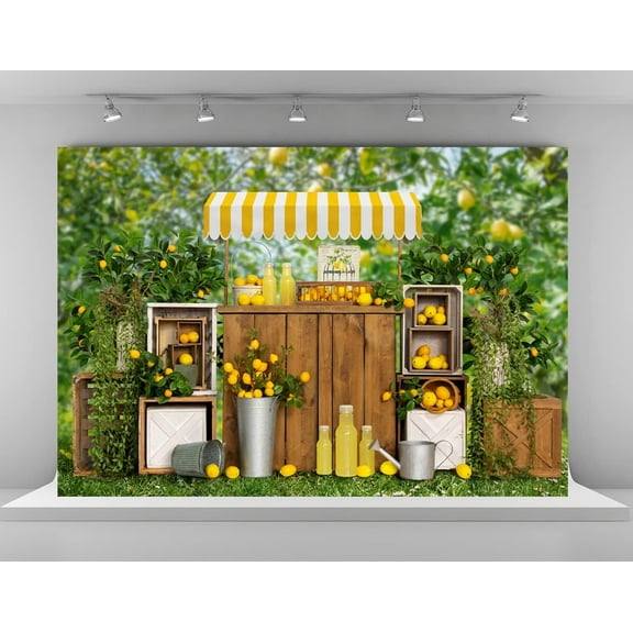 Summer Lemon Shop Cute Backdrops for Photography Lemonade Theme Party Decoration Background Lemon Juice Lemon Tree Backgrounds Sweet Baby 1st Birthday Party Studio Backdrop