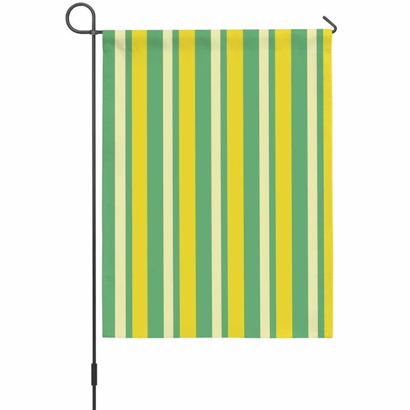 Summer Lemon Strips Garden Flag 12 x 18 Inches, Vintage Abstract Yellow Green Stripe Weather Proof Outdoor Patio Flags Double Sided Small Garden Decoration for Yard Outside Home