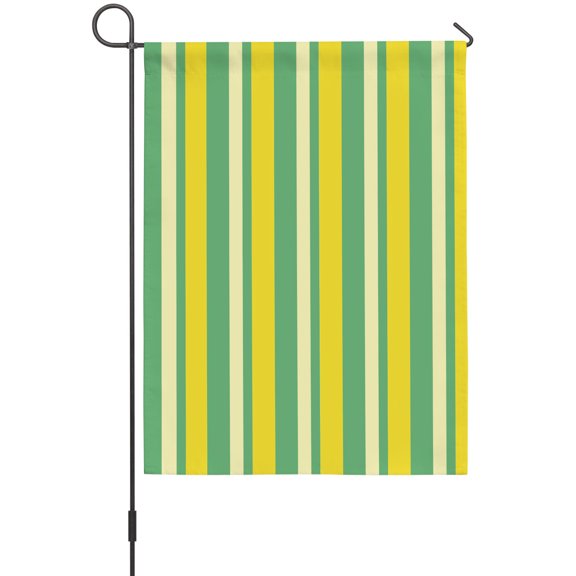 Summer Lemon Strips Garden Flags For Outdoor, Vintage Abstract Yellow Green Stripe Small Double Side Yard Flags Weather Proof Garden Decor for Lawn Outside Holiday 12 x 18 Inches