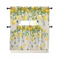 thumbnail image 1 of Summer Lemon Swag Kitchen Curtains Sets for Windows 24 Inch Length, Eucalyptus Flower Leaf Retro Botanical Short Window Curtain Panels Swags Valances and Tiers 3 Piece Set for Cafe/Dining Room, 1 of 5
