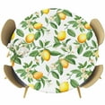 thumbnail image 1 of Summer Lemon Table Cloth, Round Fitted Tablecloths with Elastic Edge, Green Botanical Watercolor Fruits Wipeable Waterproof Table Cover for Kitchen Wedding 36-44 Inches, 1 of 4