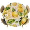 thumbnail image 1 of Summer Lemon Table Cloth, Round Fitted Tablecloths with Elastic Edge, Watercolor Summer Botanical Rustic Yellow Wipeable Waterproof Table Cover for Kitchen Wedding 36-44 Inches, 1 of 4