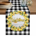 thumbnail image 1 of Summer Lemon Table Runner 72 Inches, Farmhouse Yellow Fruit Plaid Wooden Grain Bed Runner Dresser Scarves Tabletop for Indoor Outdoor Parties/Ceremony/Banquet, 14" x 72", 1 of 9