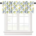 thumbnail image 1 of Summer Lemon Valance, Italian Navy Blue Tile Burlap Watercolor Lemon Fruit Window Curtain Valance for Living Room Kitchen Dinning Room Home Decor 54x18inch, 1 of 6